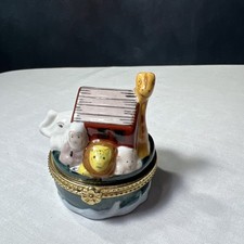 Noah  s Ark Ceramic Trinket Box Unmarked