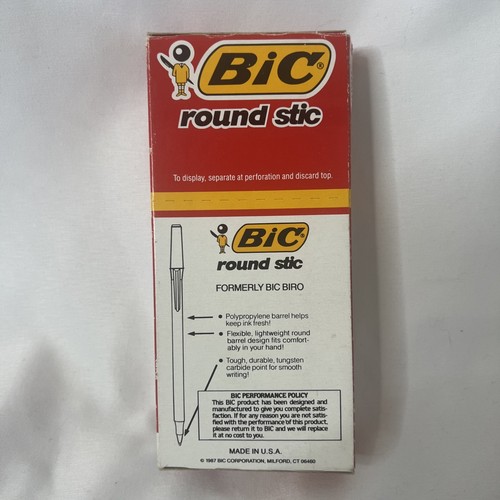 Penne a sfera Stic rotonde Bic vintage 1987 punta fine inchiostro nero scatola aperta da 6 - Foto 3 di 6