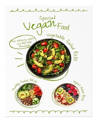 Botanical Vegan Food Poster Wandbild für Küchendekoration Premium Qualität