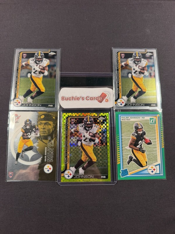 2025-26 Topps - Kaleb Johnson Yellow Refractor Chrome & More (RC) - Lot Of 5 (B)