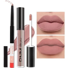 evpct 2Pcs Mauve Nude Neutral Color Lip Liner and Matte Lipstick Makeup Sets