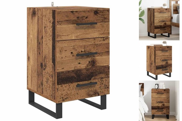 Nachttisch Mit Schubladen Altholz 40X40X66 Cm Spanplatte-image