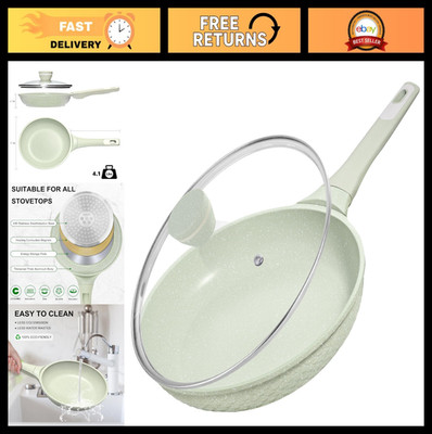 11'' Non-Stick Frying Pan with Glass Lid - Healthy, PFOA-Free Skillet for All Sto