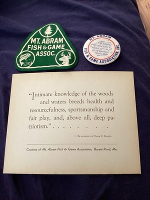 Mt. Abram Maine Fish & Game Assn. Motto Badge & Patch