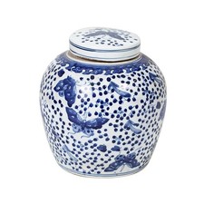 Chinesische Porzellan Deckelvase 27cm hoch &Oslash; 26cm #P-VAS-P084