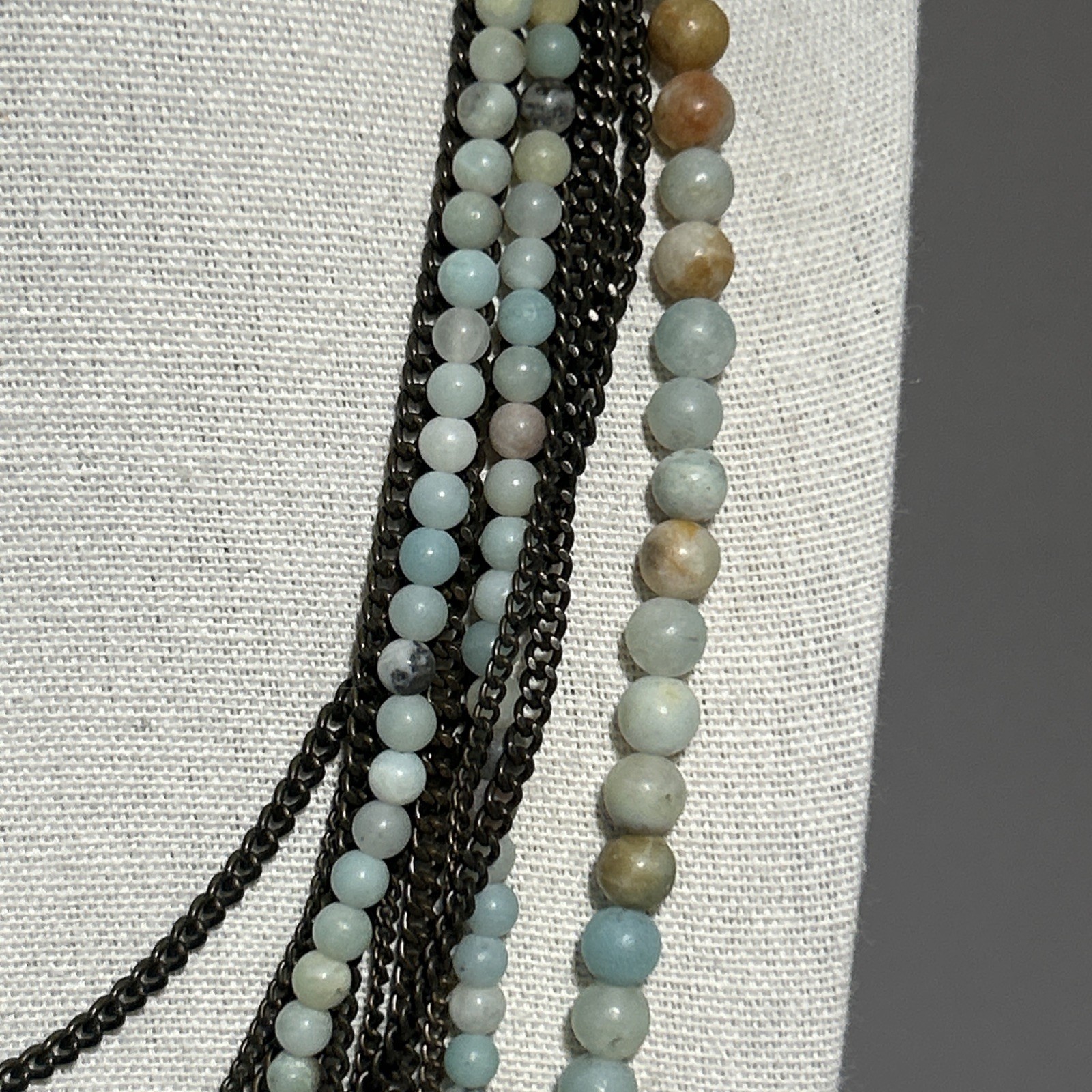 Multi Strand Long Waterfall Statement Necklace Ch… - image 4