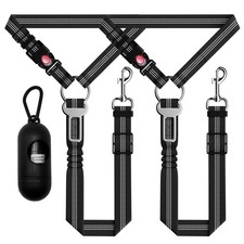 Dog Car Seat Belt Set - 3 Piece Retractable Harness, Adjustable Reflective Se...