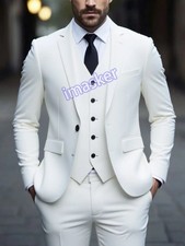 Men's Three-Piece Solid Color Suit Anti-Wrinkle No-Iron Business Formal Suit