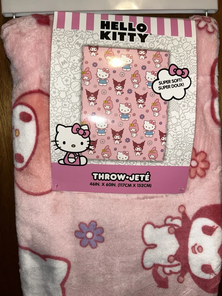 Manta Hello Kitty Kuromi Rosa 46" x 60" Niño Preescolar ¡NUEVA! Foto 3 de 4