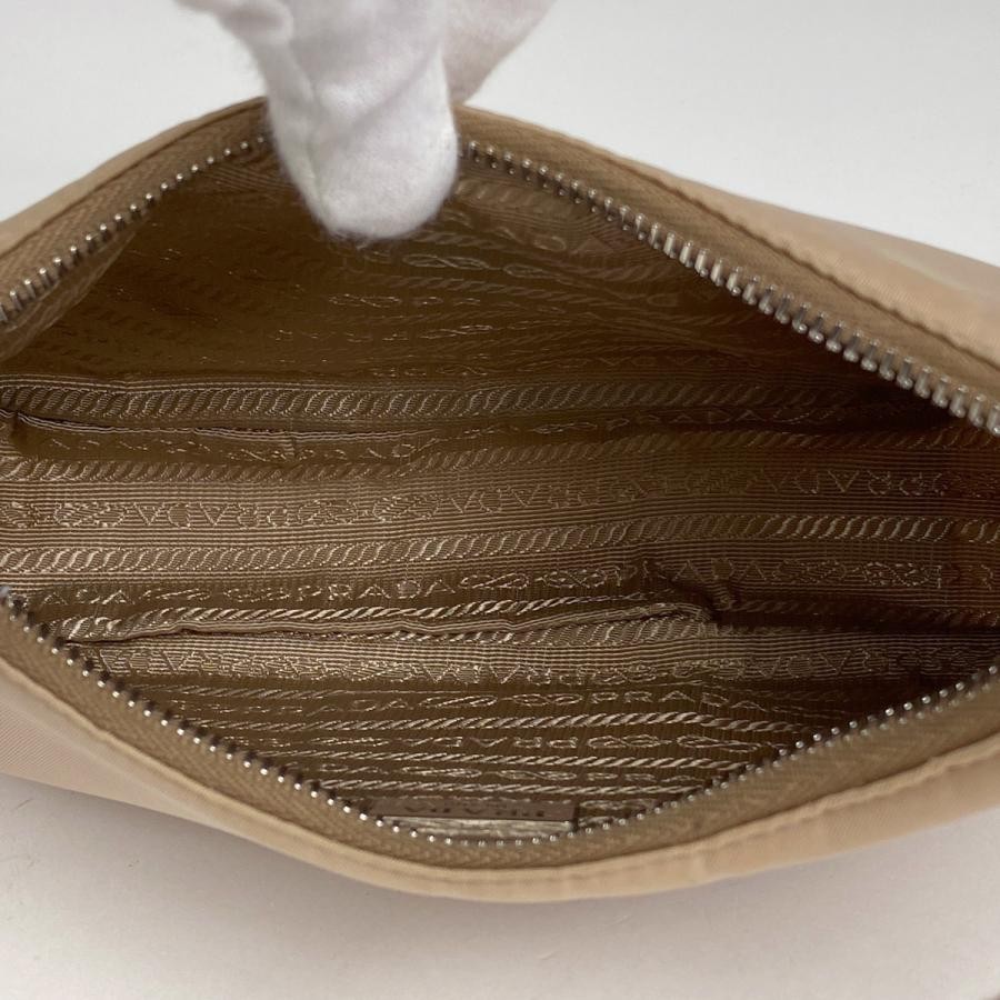 PRADA Plate Handbag Beige Nylon 21cm with Dust Bag #BS1535 thumbnail 8