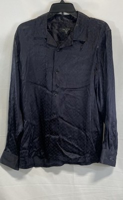 Rag & Bone Men's Black Geometric Jacquard Button Up Shirt Size S