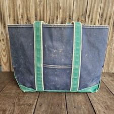Vintage L.L. Bean Boat And Tote 80s Blue Green Big Bag Crinkle Tag Rare