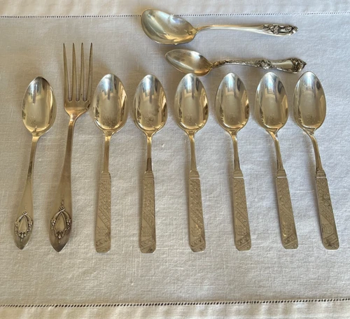Sterling Silver Scrap Lot 275 Grams - Antique Flatware Jos. Seymour Spoons, Fork