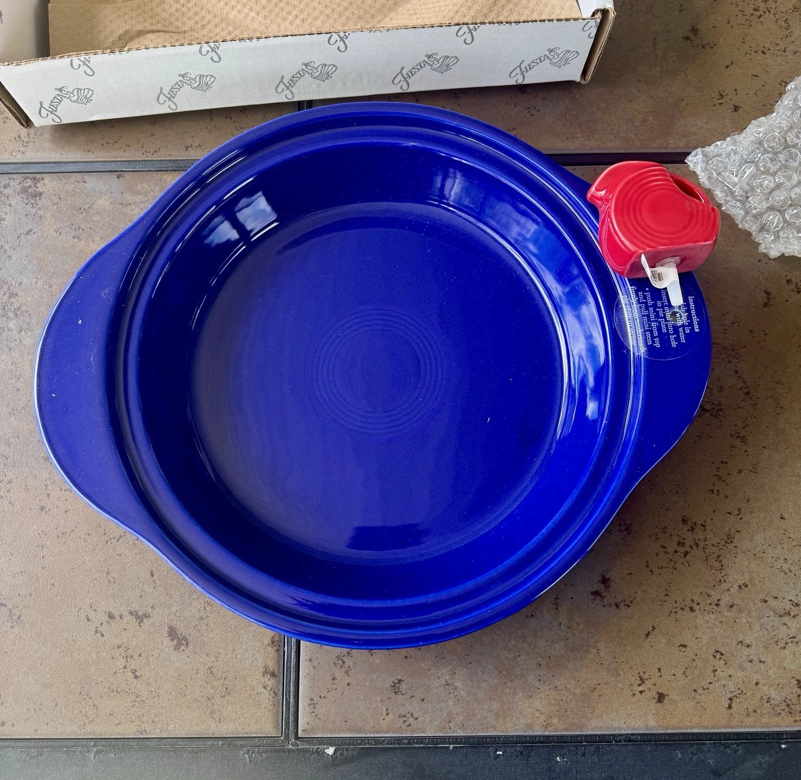 Fiesta Deep Dish Pie Plate w/ Handles Twilight w/ Disk Pitcher Mini & box!