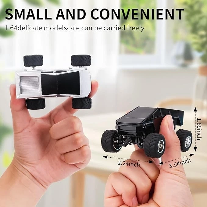 Mini Monster Truck RC 1:64 con luces, 2,4 GHz y control remoto APP (plateado) Foto 3 de 4