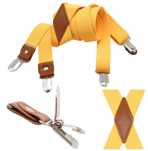 Mens Suspender and Bowtie Set X Back Heavy Duty Adjustable Elastic Clips Perf... - Picture 3 of 5