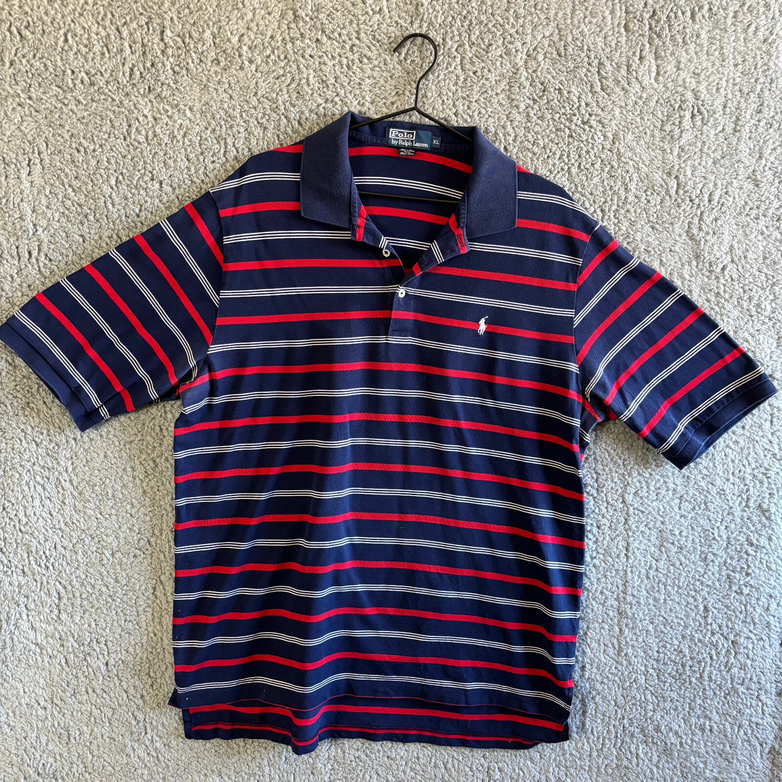 Polo Ralph Lauren Camicia Uomo XL Classic Fit Polo Blu Rosso Righe Bianco Pony