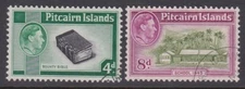 PITCAIRN 1951 GVI 4d & 8d additional values fine used......................B7058