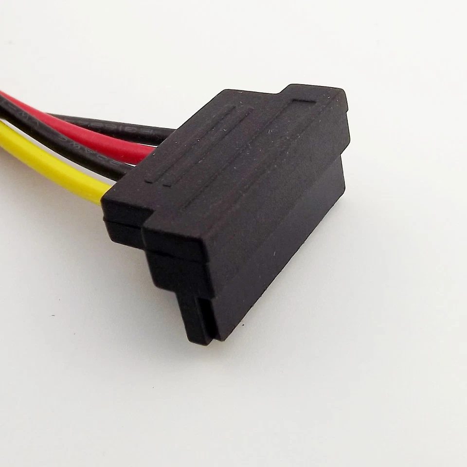 1x 4 Pin Molex IDE Male to 2x SATA Female Right Angle HDD Power Y Splitter Cable - Image 4 of 4