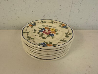 Vtg Chastagner & Cie La Ceramique Limousine Porcelain Set 8 Plates Floral Dec.