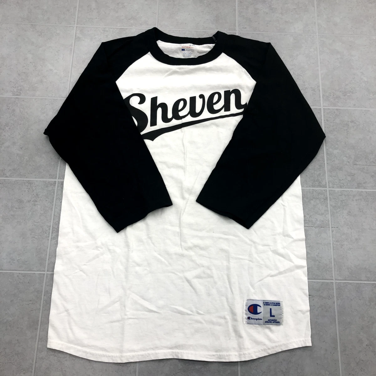Champion black and on sale white shirt