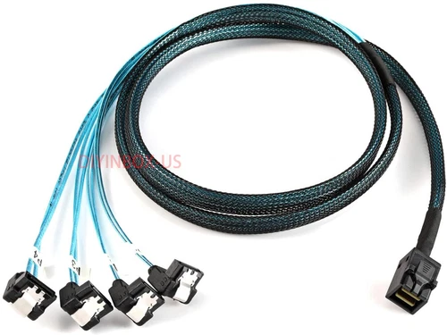 Mini SAS SFF-8643 to 4 SATA 90 Degree Target Hard Disk Data Cable SATA Mini SAS