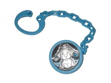 Pacifier Clip Holder with Sterling Silver Decoration. Made in Italy