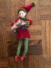 Vintage Christmas Santa Clays Elf Carrying Gifts Hanging Ornament TJ’s Christmas