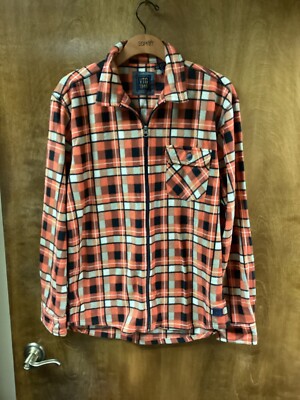 Adult ''VTG'' multicolor, plaid flannel long sleeve, zip up  shirt/jacket.Size L