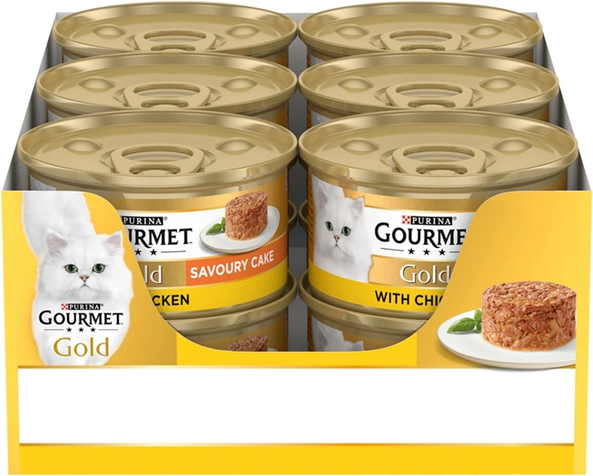 Gourmet Gold Adult Wet Cat Food Savoury Cake Chicken 12 x 85g
