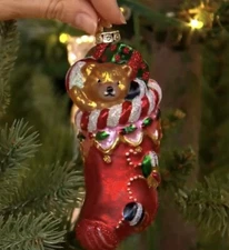 Christmas Stocking Glass Figural Ornament by Ebenezer & Co.