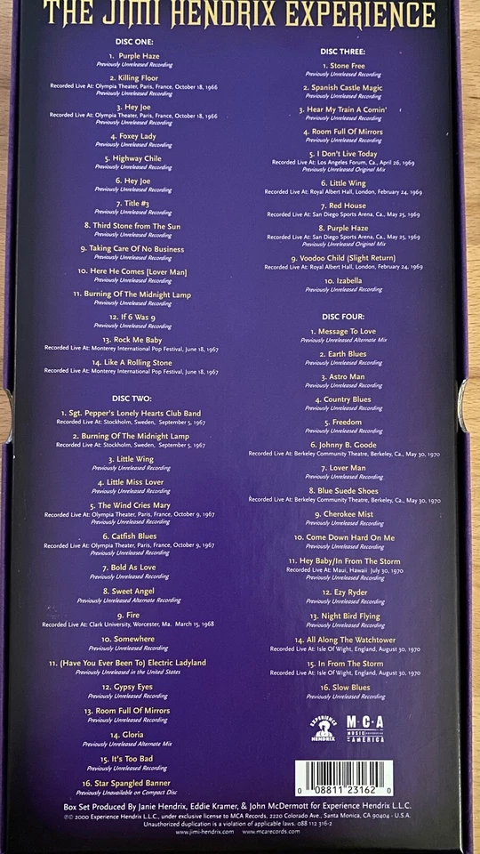 The Jimi Hendrix Experience / 4 CD Purple Velvet Box, 1. US Ausgabe + Promo CD - Bild 3 von 4