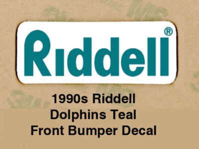 NOS 1990s Style Front Bumper Decals for Riddell Helmets - Miami Dolphins Teal