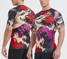 Men's Short Sleeve UPF 50+ Base layer Skins Compression Rash Guard (X-Large) Y08