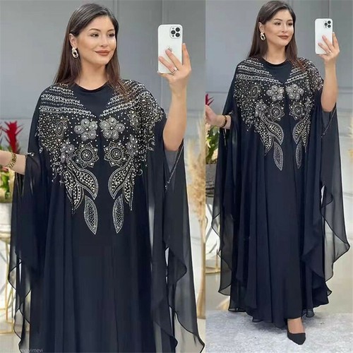 Maxi Vestido Africano Dashiki Mujeres Marroquí Caftán Estrás Vestido de Fiesta Abaya Nuevo - Imagen 24 de 26