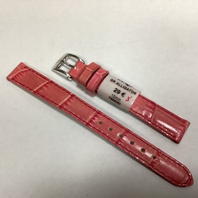 Bracelet De Montre ZRC Cuir Grain Alligator Rose 18mm - Neuf Avec étiquettes