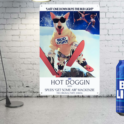 Rare80s Spuds Mackenzie BUDLIGHTフレームパネル 1980 Bud Light SPUDS MACKENZIE vintage style METAL SIGN Mancave