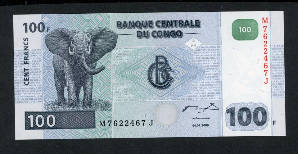 REPUBLIQUE DÉMOCRATIQUE CONGO 100 FRANCS 2000 PICK # 92 UNC - Photo 1/2