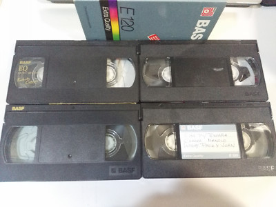 LOTE 4 X VHS CINTAS DE VIDEO VIRGENES GRABADAS BASF - PARA REGRABAR ENCIMA