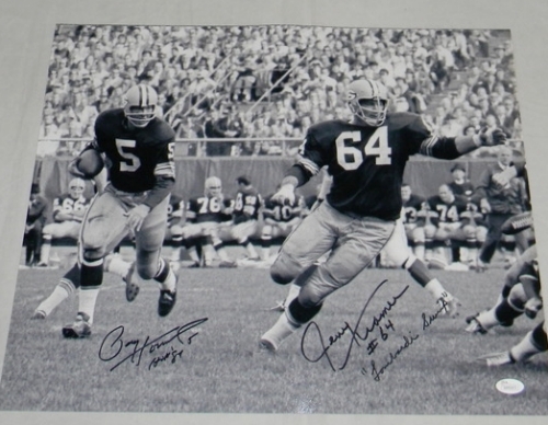 PAUL HORNUNG & JERRY KRAMER SIGNED GREEN BAY PACKERS LOMBARDI SWEEP 16x20 PHOTO - Picture 1 of 2