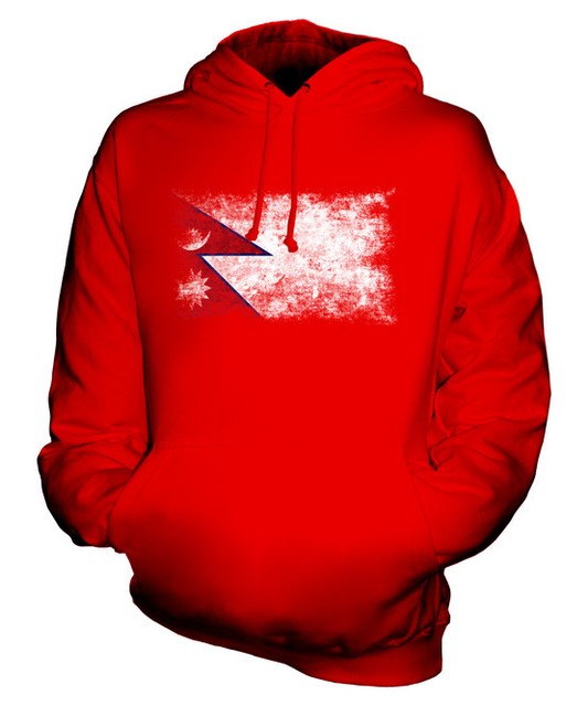 NEPAL DISTRESSED FLAG UNISEX HOODIE TOP NEPALA NEPALI NEPALESE FOOTBALL