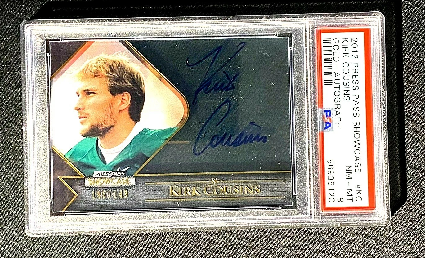 Kirk Cousins Press Pass Showcase #KC Gold-Autograph