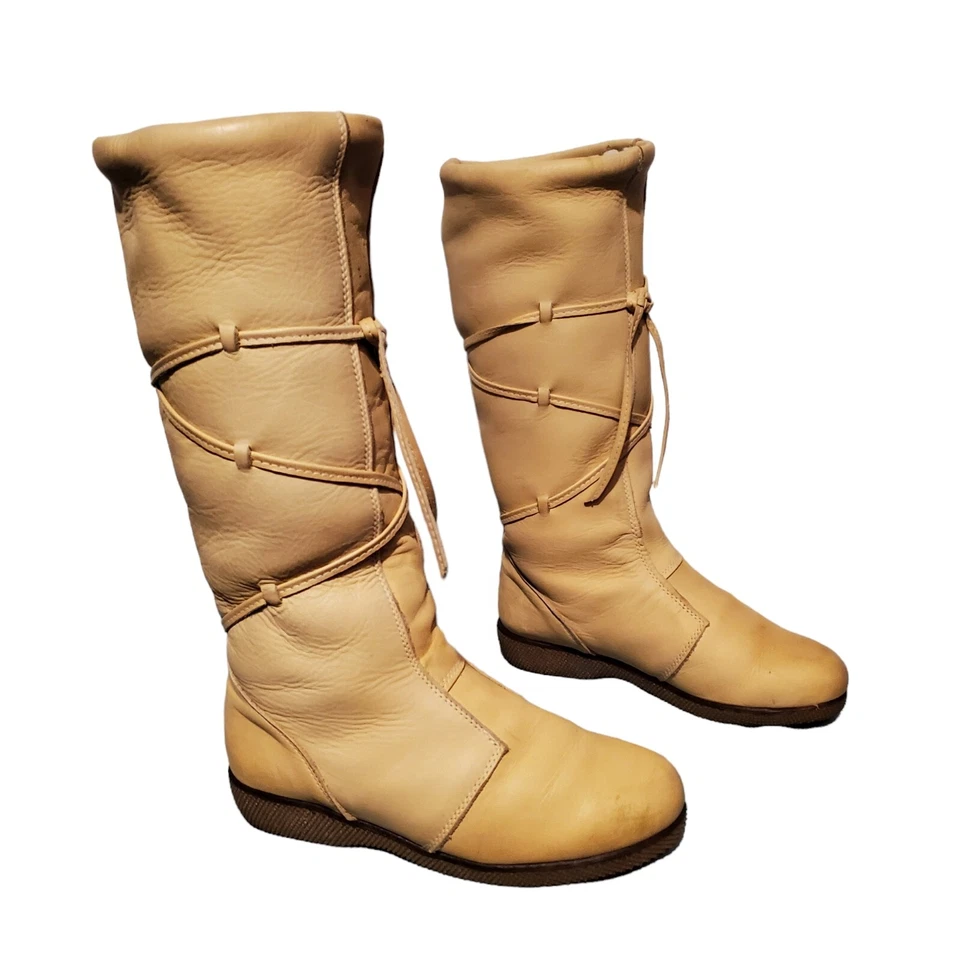 Винтажные женские ботинки без застежек Chef «Cherokee» Chief кремовая кожа 7 - Изображение 2 из 4