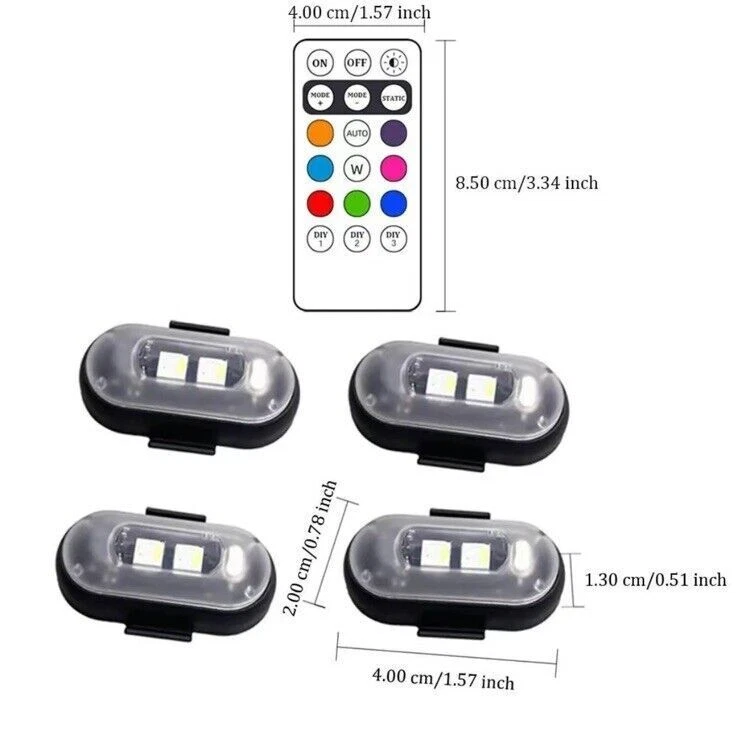 Wireless Led Strobe Lights with Remote 8 Colors USB Charging for Car Motorcycle - Image 2 of 4