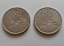 COIN VINTAGE AUTHENTIC LOT OF 2 ZIMBABWE 50 CENTS 1989 1990