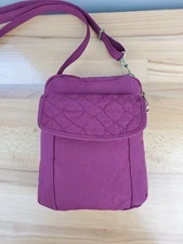 Travelon Crossbody Bag Purse Medium Anti-Theft Burgandy Red RFID Technology VGUC