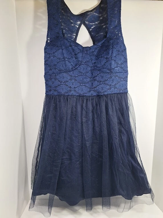 DEB VESTIDO DE CÓCTEL FORMAL AZUL MARINO BRILLANTE GRADUACIÓN TALLA "XL" Foto 3 de 4