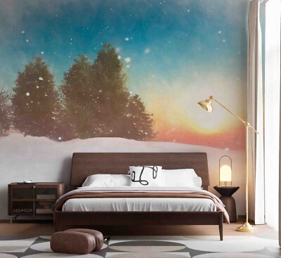 3D Winter Landscape Watercolor Wallpaper Wall Murals Removable Wallpaper