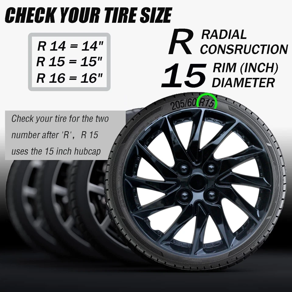 Tapacubos de llanta de 15" para R15 tapacubos de neumático 4 piezas cubierta de rueda apta para Smart Fortwo Foto 2 de 4