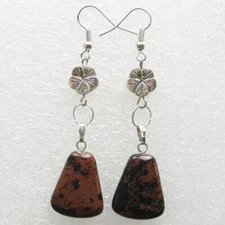 EPIC VAULT- Pair of Beautiful Mahogany Obsidian Stone Trapezoid Dangle Earrings